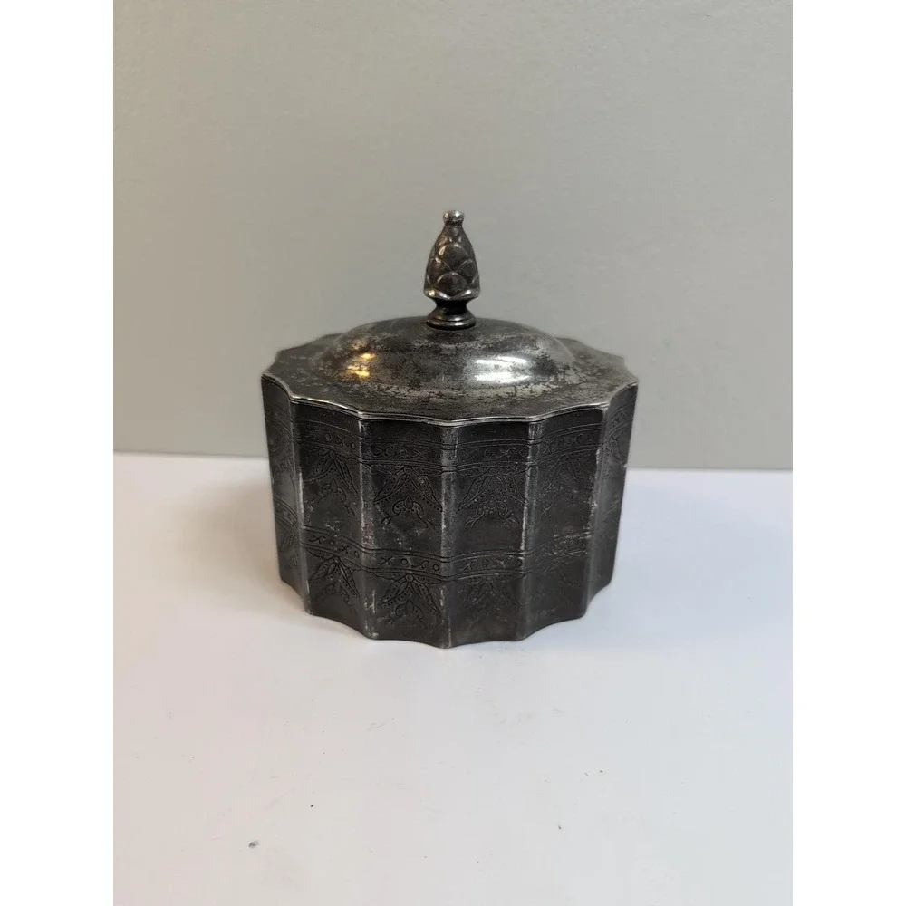 Vintage‎ 1991 Godinger Silver Plated Jewelry Trinket Box With Red Velvet Lining